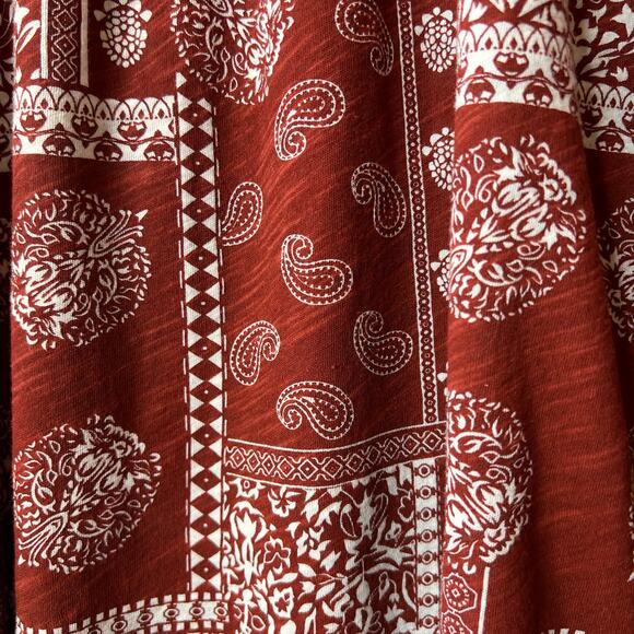 Natural Life Top Womens Size XS/S Rust Floral Paisley Bandana Print Tank Blouse - Picture 7 of 16